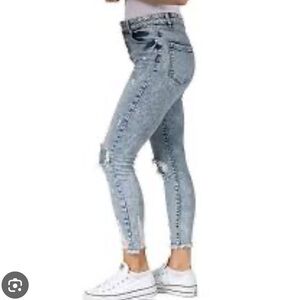 Indigo Rein Button Fly Whitewashed Jeans